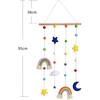 Macrame Rainbow Wall Hanging for Nursery Room,Rainbow Hanging Photo Display with Pom Pom Ball ,Wood