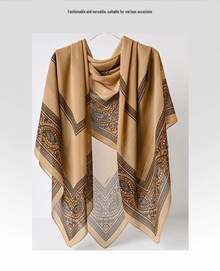 Damenmode 130x130 Seidenähnlicher Gaze Quadratischer Schal Stola - High-End, Leichtgewicht, Langer Schal