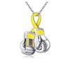 Bokshandschoen Roze Lint Ketting Voor Vrouwen Zinklegering Borstkanker Bewustzijn Sieraden Symbool Kracht En Moed