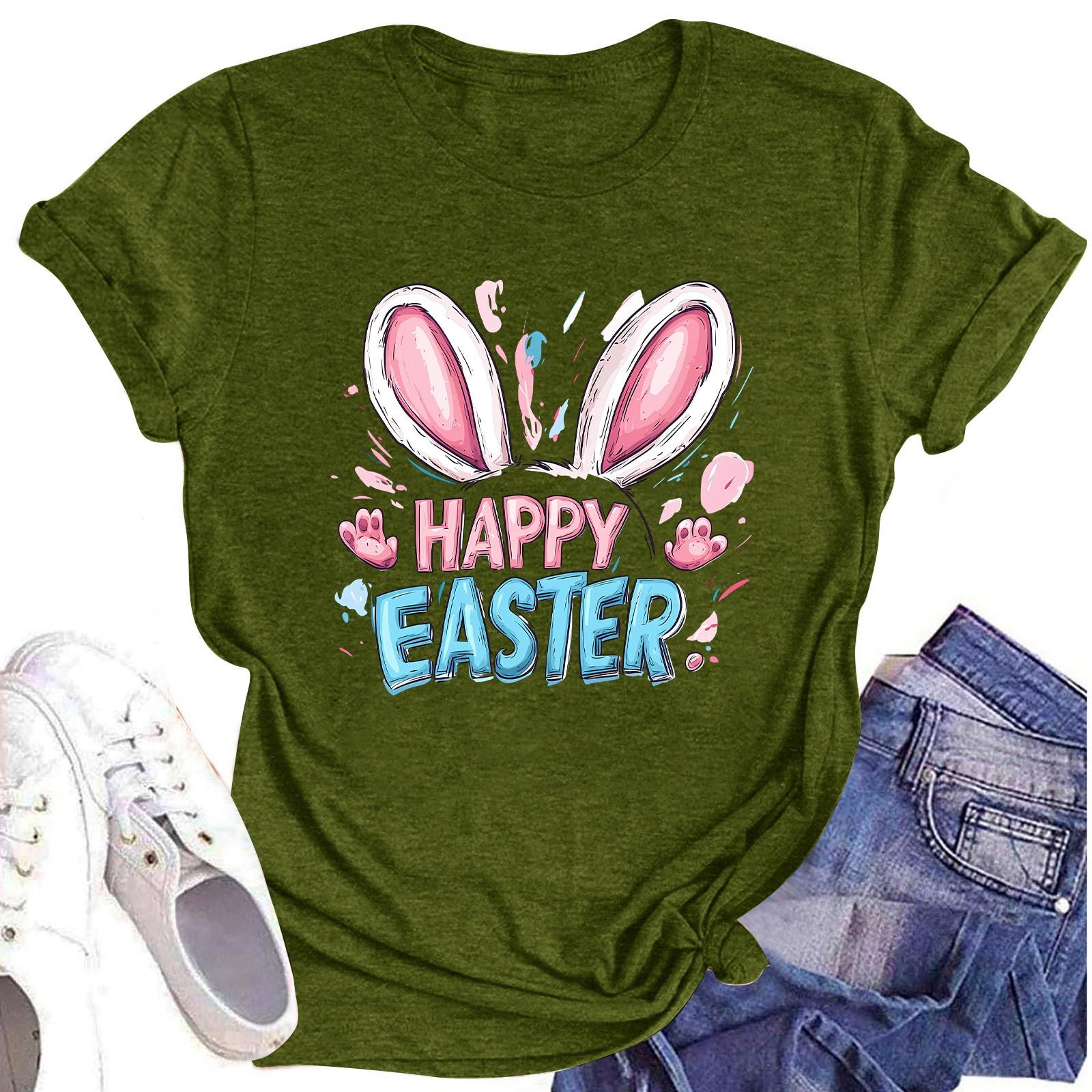 

Женский топ с круглым вырезом, повседневный принт, футболка с короткими рукавами L армия зеленый