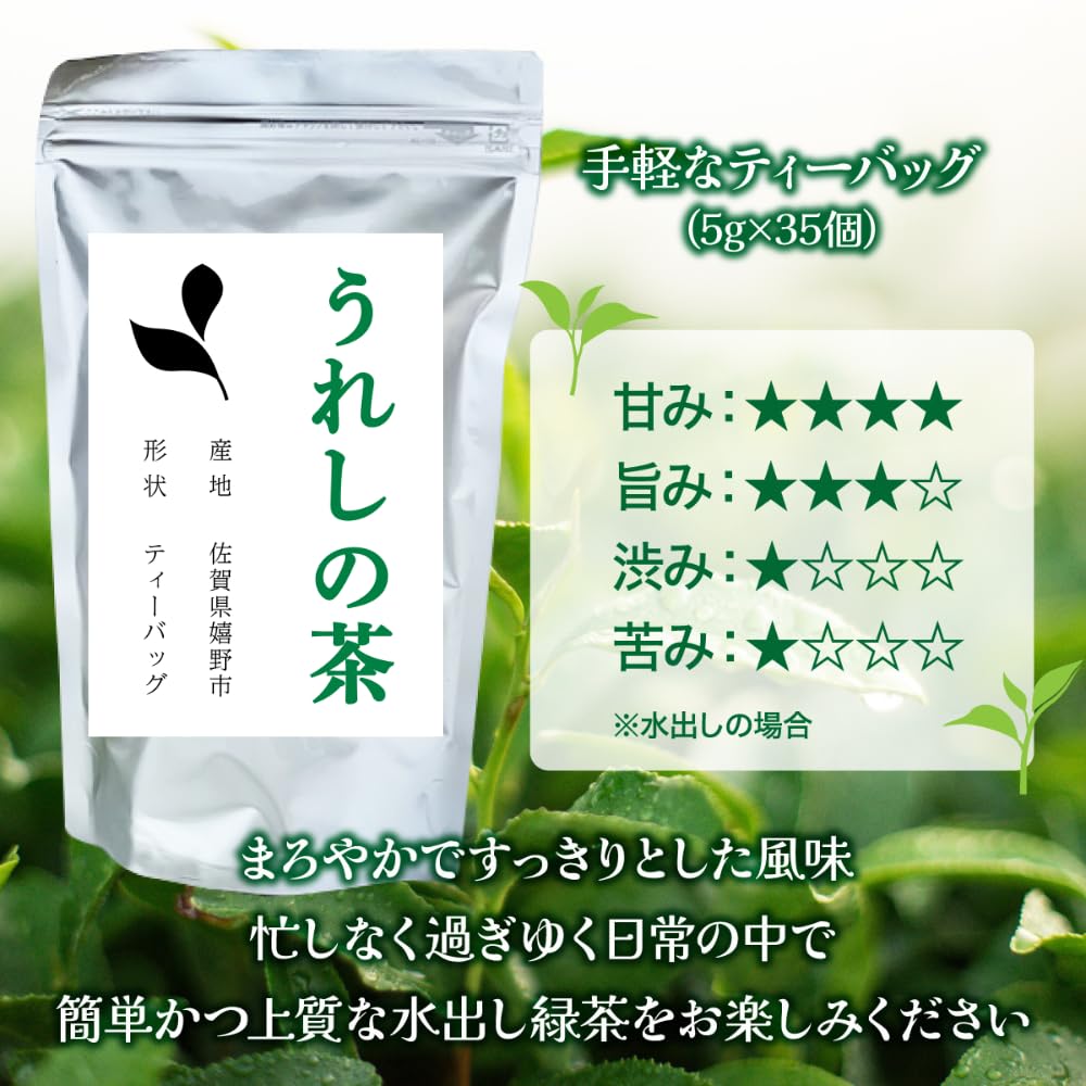 Ureshino Tea, Ureshinoen Tea, Cold Brew Tea Bags, 5g X 35 Tea Bags, Made In Saga, Japan, Suitable for Cold or Hot Brew, Green Tea, Sencha, Japanese