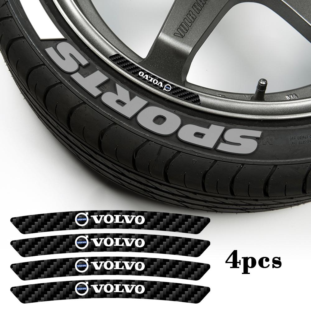 4PCS Carbon Fiber Car Rim Sticker Decoration Accessories for Volvo V40 V50 S40 S80 XC60 S60 V90 EX90 XC90 XC40 AWD Rdesign S90