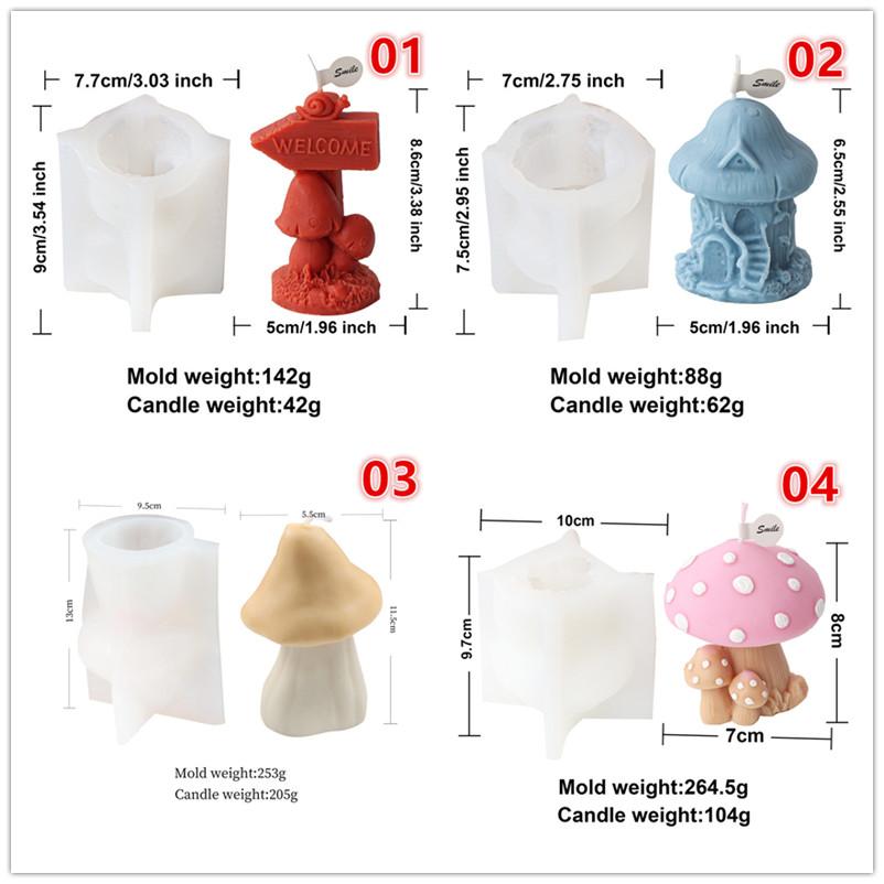 3D Domed Mushroom Shape Silicone Molds Miniature Mushroom House Aromatherapy Wax Soap Mould Welcome Nameplate Guidepost mold