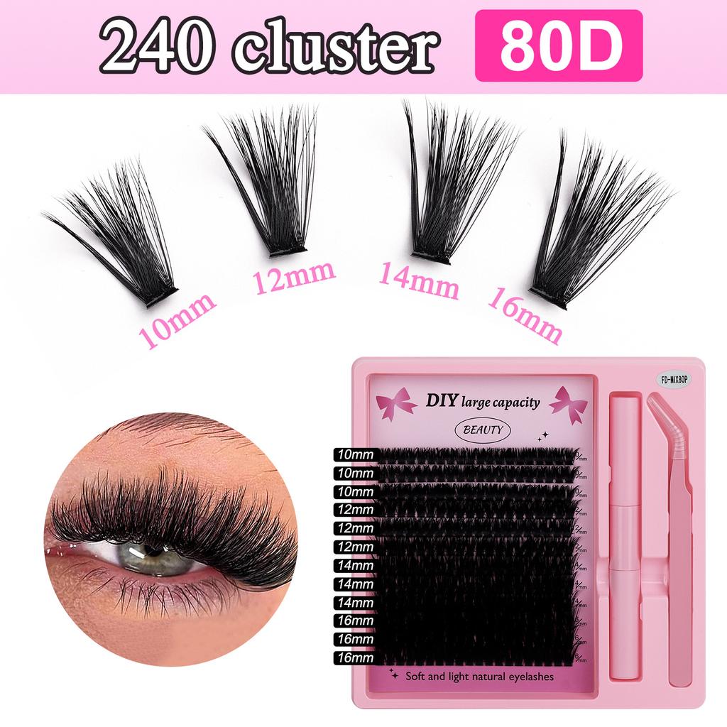Segmented Eyelash Set, Thick False Eyelashes Three-Dimensional Diy Hot Melt Multi-Hair Grafted Eyelashes Fd Set