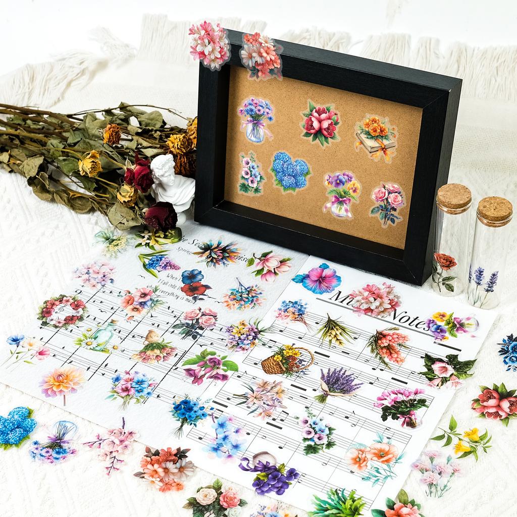 50 Various Bouquets Mixed And Matched Graffiti Stickers Transparent Waterproof Pet Stickers Diy Decoration