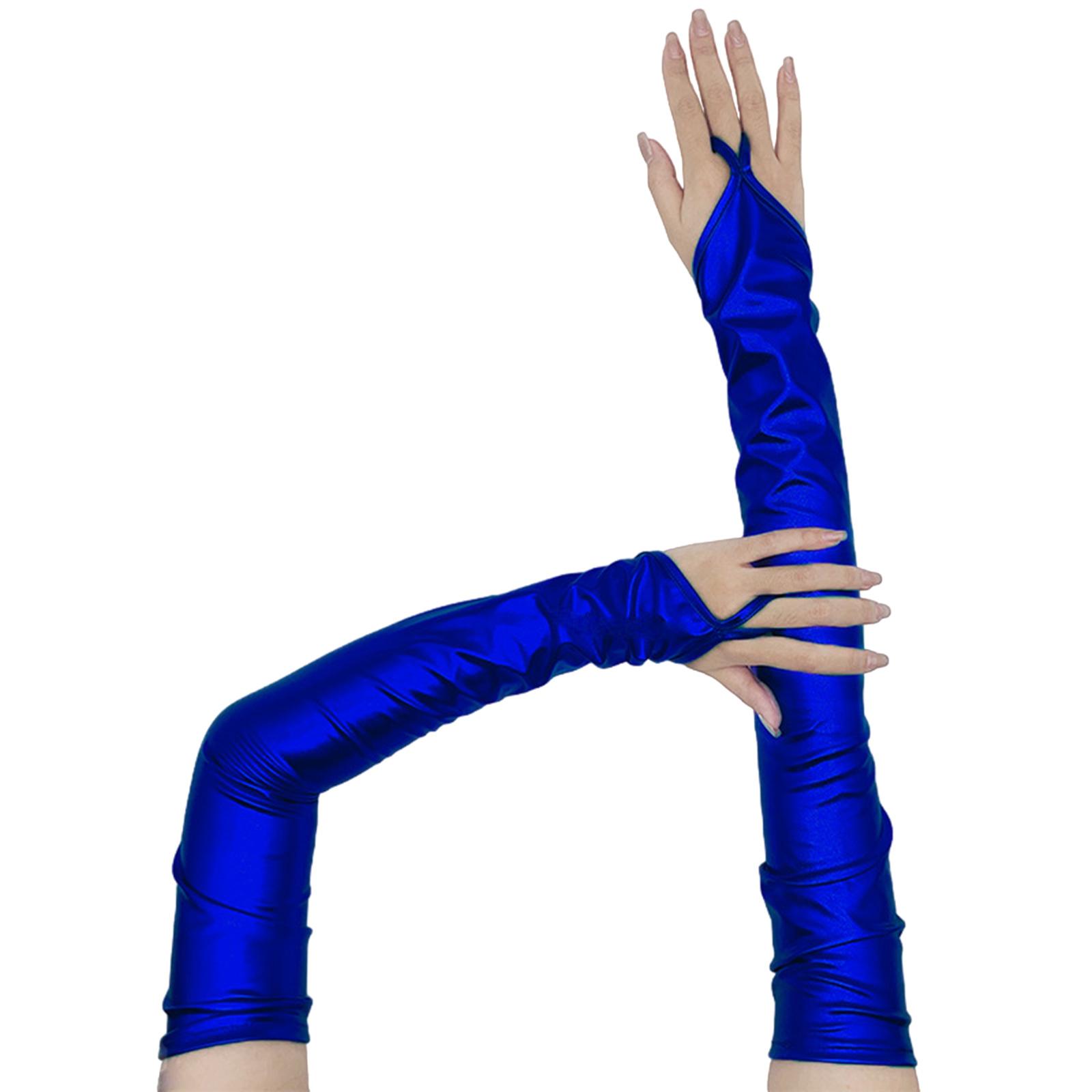 

Fashion Patented Leather Gloves for Women Men Club Gloves Adult Long Gloves Party Costume Handwear Halloween Gloves королевский синий