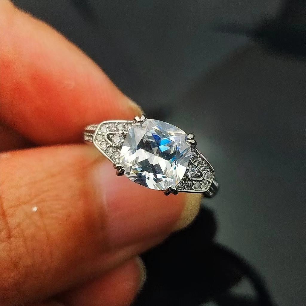 Bague Carrée Zir*****Pen Tendance Mode Femme Bijou Bague Carrée Grosse Polyvalente