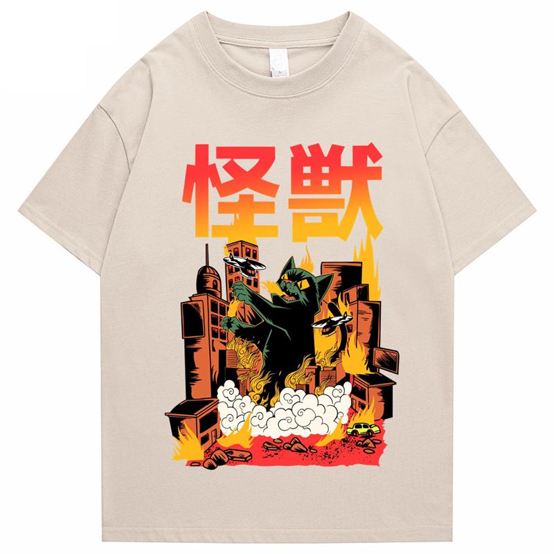 2026 Unisexs Hip Hop Tshirt Street Apparel Japanese Monster Harajuku Retro Poster Print Tshirt Summer Casual Short Sleeve Top