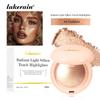 Radiant Light Silken Touch Highlighter, Baked Powder Luminous Glow Highlighter Makeup Palette with Mirror, 4 Buildable Shimmer Shades, Glass Skin
