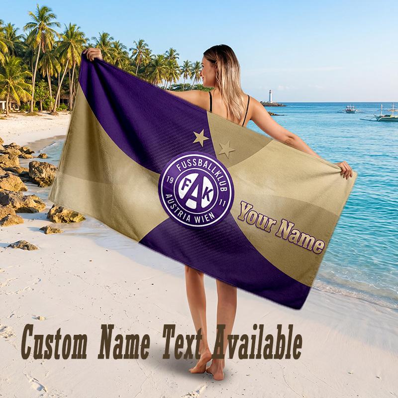 Austria Wien FC Design Beach Towel Custom Text Large Towel for Beach Vacation