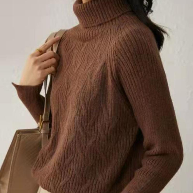 Autumn and Winter Thick Warm Turtleneck Knitted Sweater Women Loose Slim Fit Pullover Women's Sweaters Elegant Solid Fashion Lady Casual Jumpers 25272