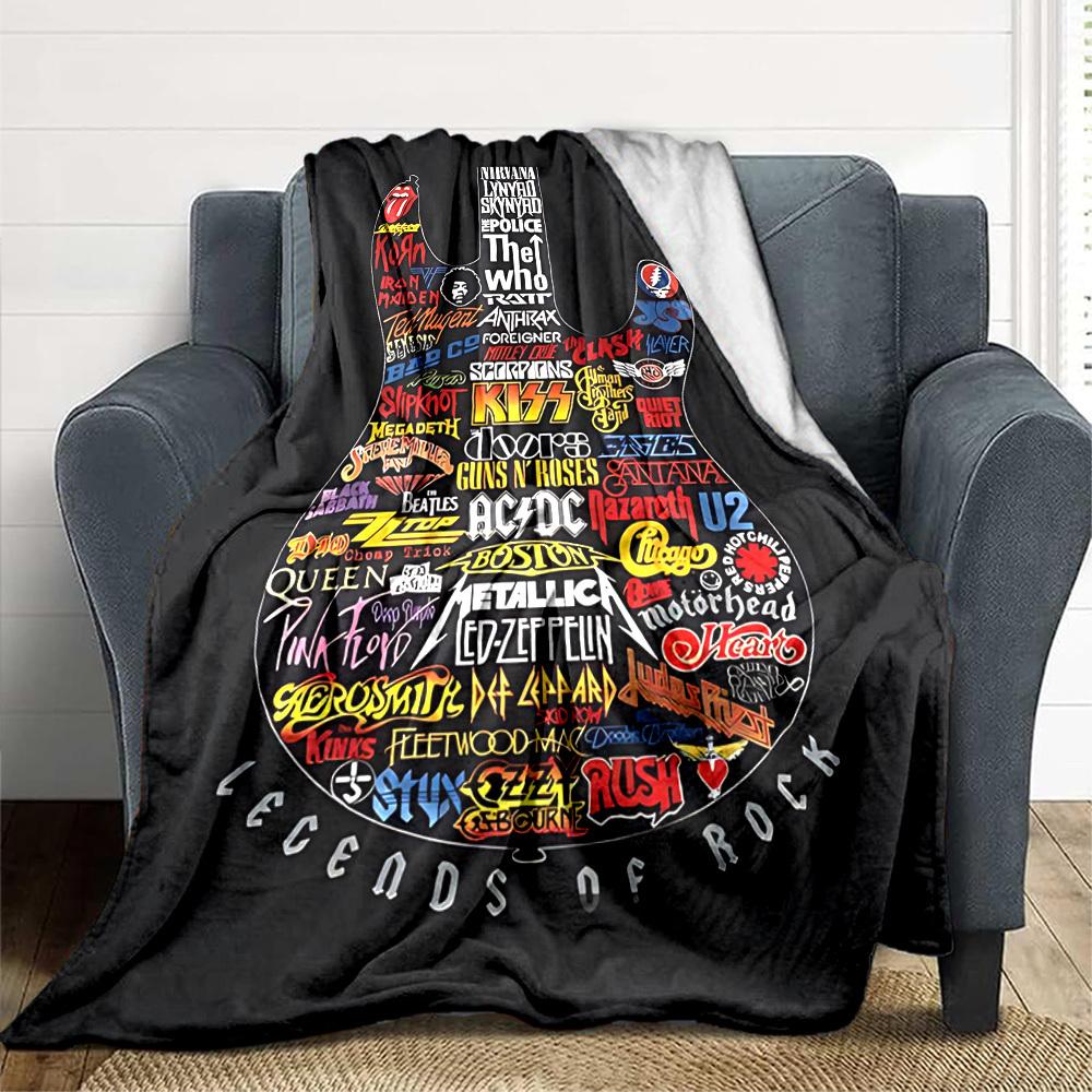 

1pc Kiss Band Guitar Flannel Blanket [Cozy Throw Blanket] For Sofa, Bed, Travel, Camping, Livingroom, Office, Couch, Chair, And Bed 80x120cm