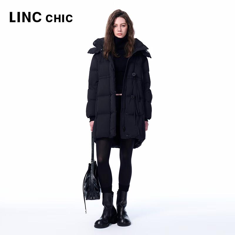 Jinyujie Women's Thickened Hooded Mid-Length Down Jacket