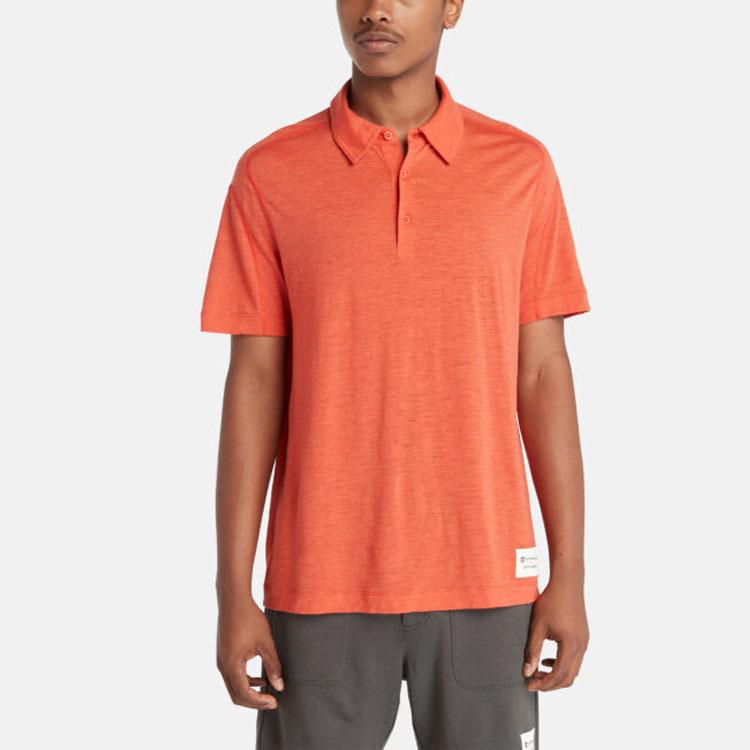 Timberland X Icebreaker Kolaboracja Jednolity Kolor Krótki Rękaw Koszulka Polo Męska topy Pomarańczowy A6J8N-DV2