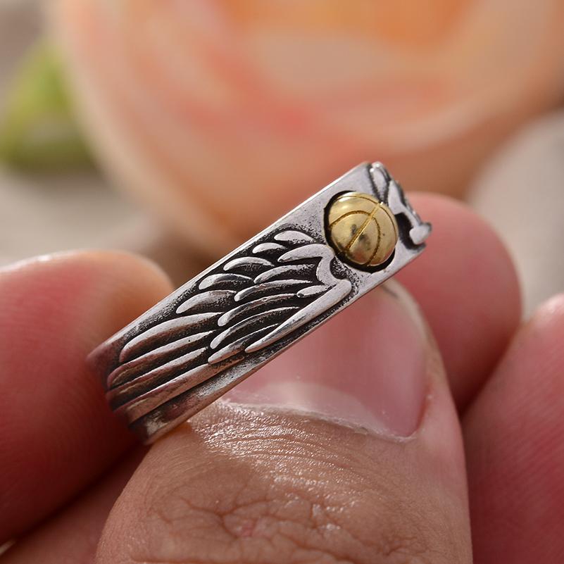 Best Sell Trendy Football Wings Design Retro Thai Silver Unisex Ring Hand Jewellery Accessories For Women Man Gifts