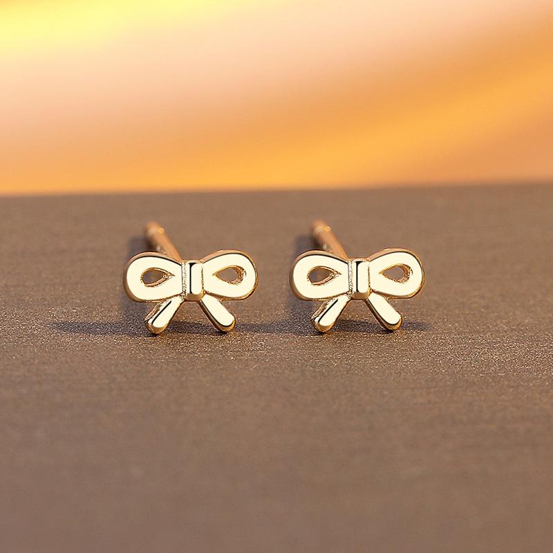 Bow Stud Earrings For Girls, Sweet And Gentle Earbone Studs, Ear Hole Earrings, Exquisite Mini Tremella Decoration