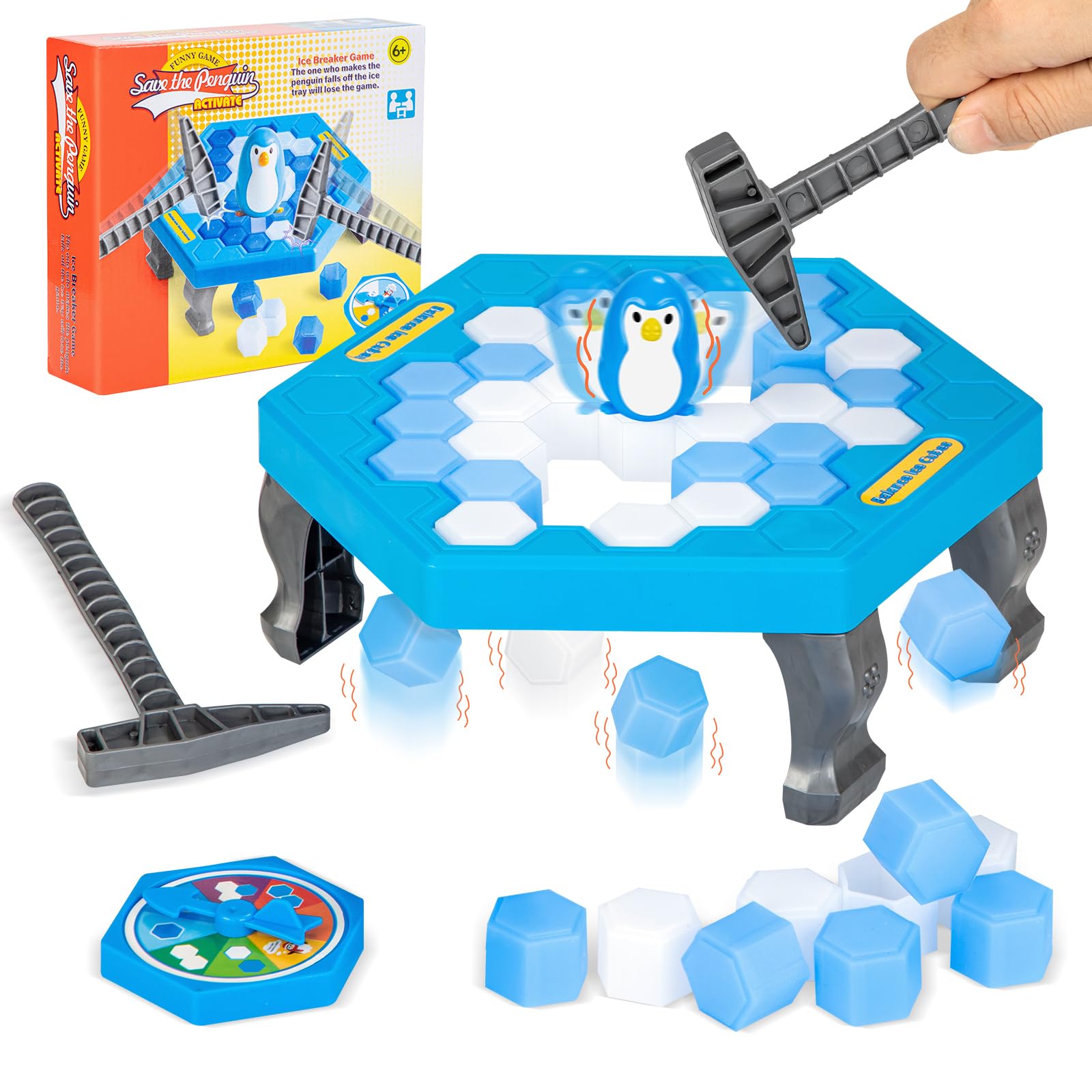 

SHANSHUI Ice Crushing настольная игра с и многопользовательской интерактивной 3D-игрой для, подходящая для всех возрастов и балансирующая игра, спасение пингвинов синий