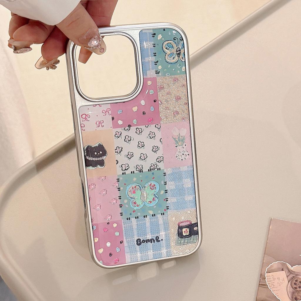 Gilt Ins Lattice Stitching 16pro Max Mobile Phone Case Iphone17 Apple 15 Electroplated High-quality Mobile Phone Case