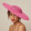 Grand Chapeau en Maille Large Bord Headdress de Mariée Mode Vintage Fascinator Chapeau Dame