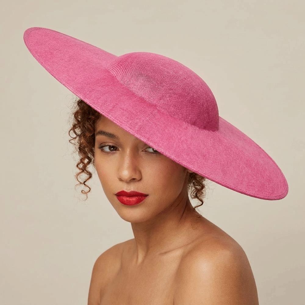 Grand Chapeau en Maille Large Bord Headdress de Mariée Mode Vintage Fascinator Chapeau Dame