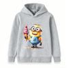 Kids Boys Girls Crew Neck Short Sleeve 100% Cotton T-Shirt, Cute Yellow Cartoon Character Hold Ice Cream Print Casual Soft Breathable Summer Tee Tops