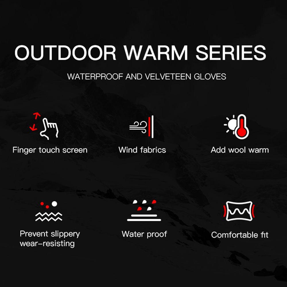 Sport Waterproof Windproof Running Ski Full Finger Touch Screen Warm Thermal Fleece Bike Gloves