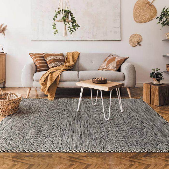 Tapis en coton tissé et tressé marron 160x230