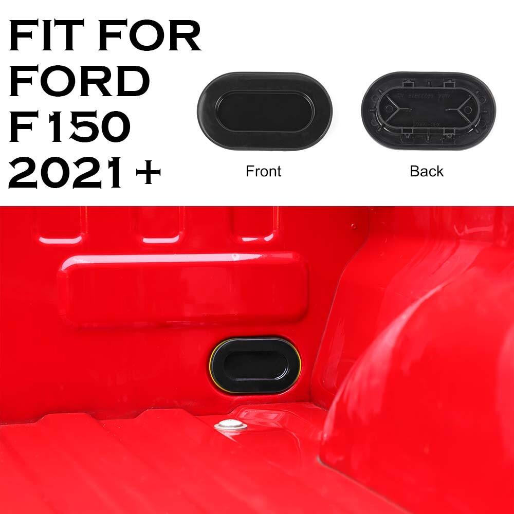 Black 2pcs Rear Truck Bed Oval Drain Plug Cover Fit For Ford F150 2015+ Exterior