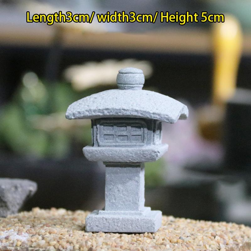 Vintage Zen Miniatyr Sand Stone Tower Pavilion Ornaments Lyktfigurer Japansk hage Bonsai Rockery Lanscaping Home Decor