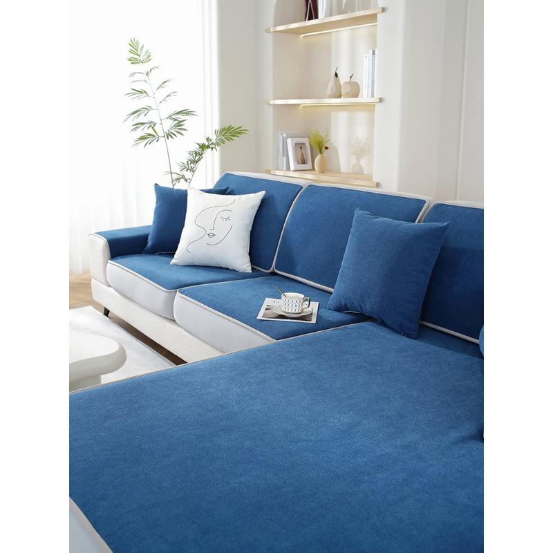 Husă de canapea all-inclusive pentru patru anotimpuri, universală, antiderapantă, gri închis, chenilă, canapea, pernă de scaun, husă pentru cotiera, prosop