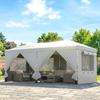 3 X 6 M Pop Up Canopy with UV50+ Protection Garden Gazebo with 6 Sidewalls, White
