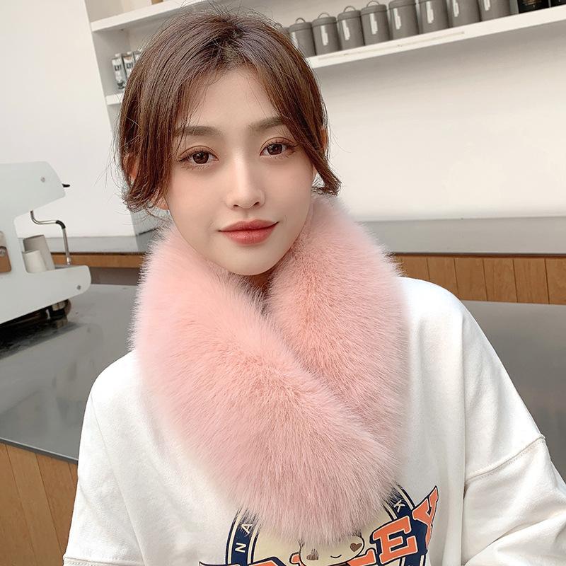 

Жіноча шкіряна зимова тепла потовщена суцільнокольоровий хутряний захисний чохол для шиї