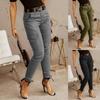 Women's Fashion Low Waist Button Color Pocket Drawstring Work Pants