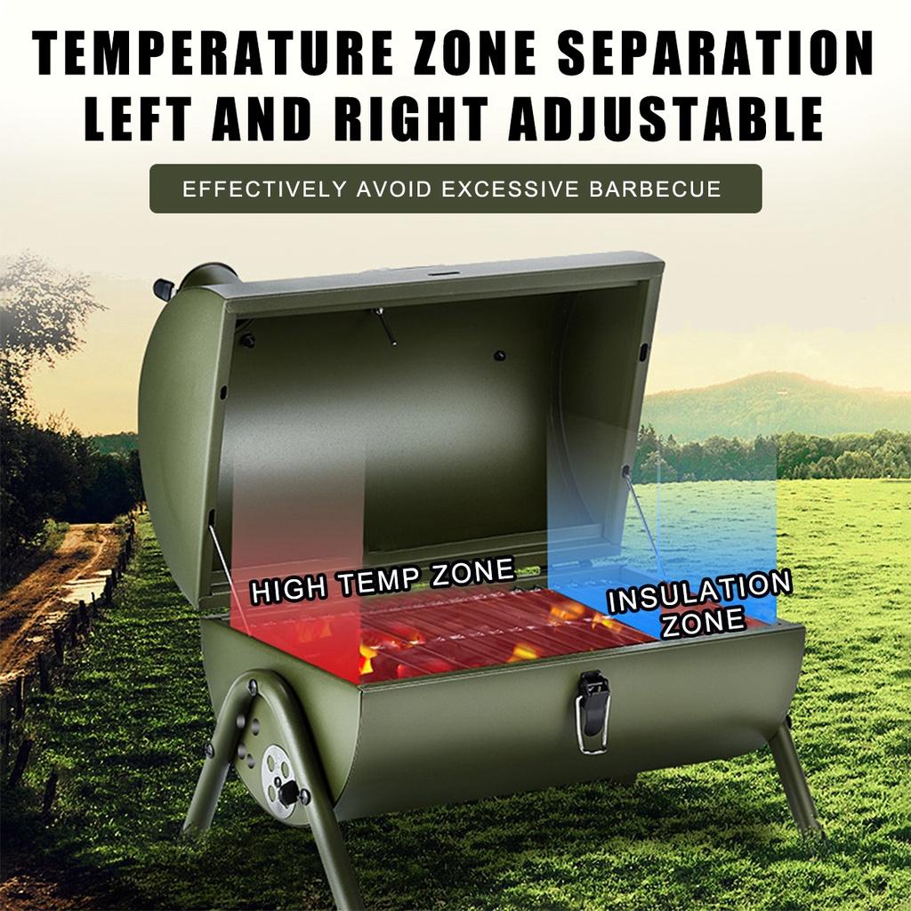 Red / Green Portable BBQ Grill Thickened Charcoal Barbecue Stove Pit Patio Yard Meat Cooker Set for Camping Picnic Outdoor