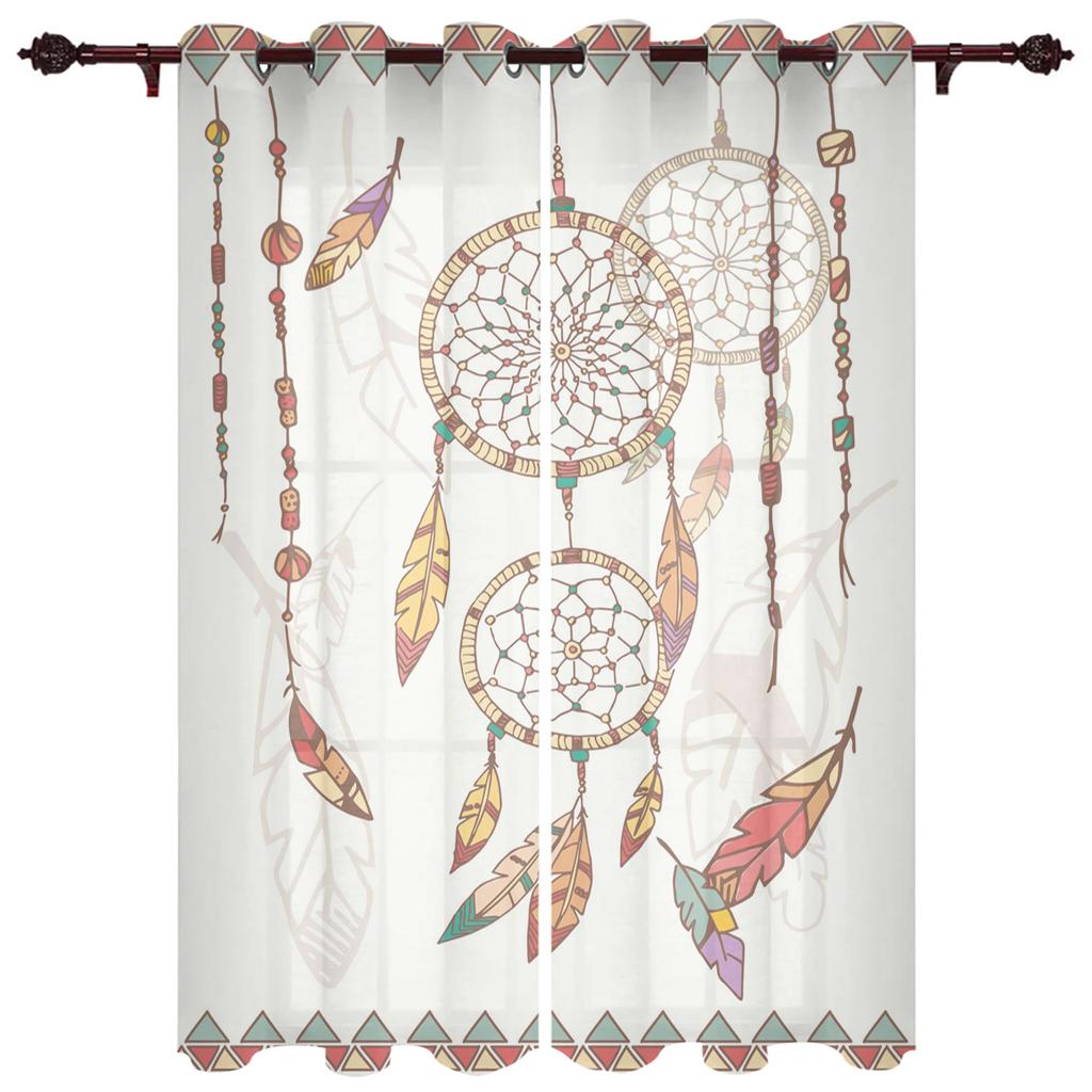 Dream Catcher Watercolor Feather Pattern Modern Window Curtains for Living Room Bedroom Curtain Blinds Drapes Door Curtains