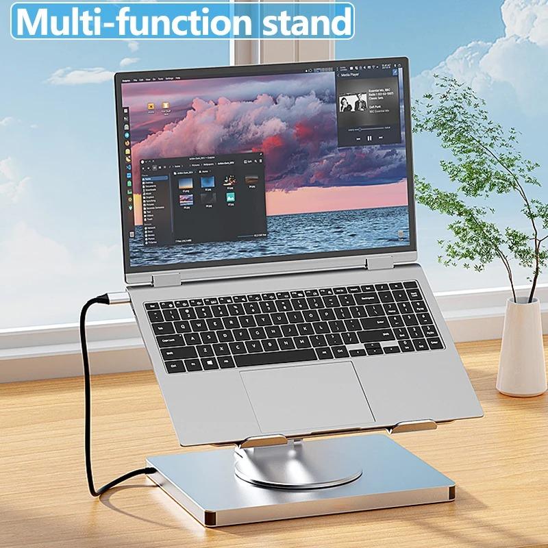 Foldable Laptop Stand with USB Hub Card Reader RJ45 Universal Bracket Holder 360° Rotatable Universal Bracket Holder