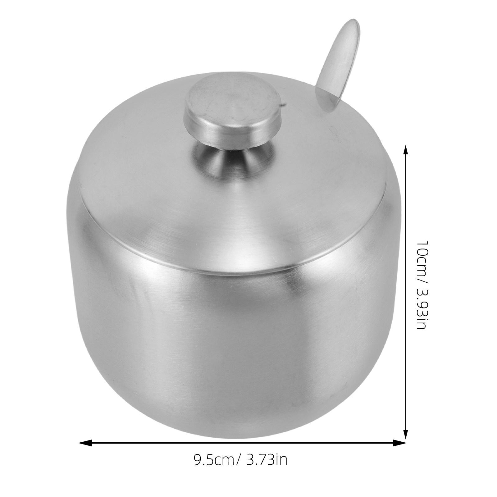 

2Pcs Stainless Steel Condiment Jars with Airtight Lids Round Modern Spice Sugar Salt Containers for Kitchen Counter Dining Table срібний