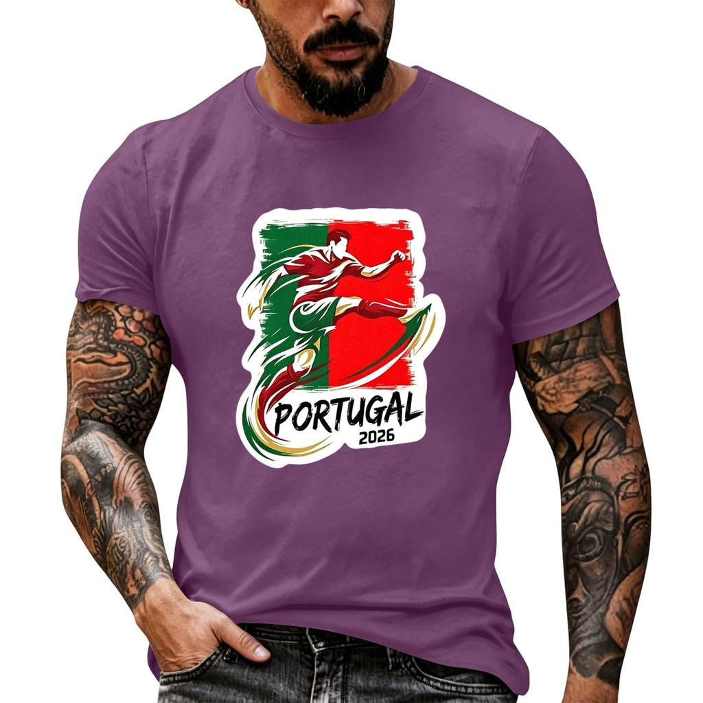 Men's Short Sleeve Crew Neck T-Shirt Soccer Graphic Print Casual Fit Lightweight Soft Fabric Comfortable Wear