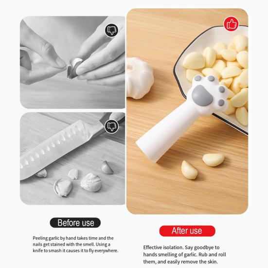 Cat Paw Garlic Peeler Silicone Roller Peeling Tool Quick Peeling Tube Garlic Skin