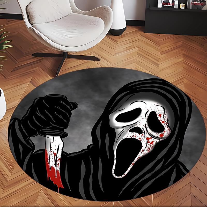 Ghostface (1) Tapis de Bureau Rond Tapis de Sol Décoratif pour Bureau Chambre Salon et Espace Maison