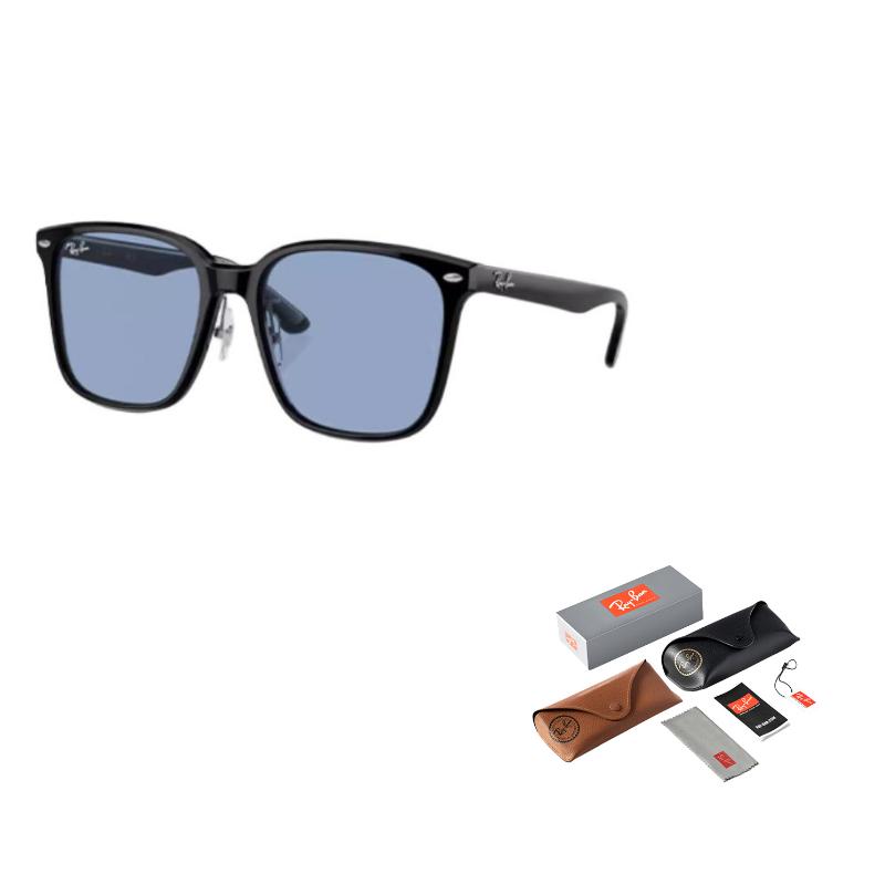 

RayBan Full Frame Plate Frame Square Sunglasses Unisex Couple Black/Blue 57