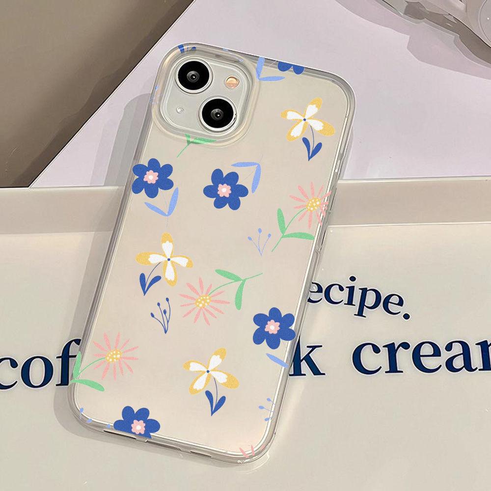 Blue Pink Flower Applies To iPhone17ProMax Mobile Phone Case 17 Apple 16/14 Matte 13 All-inclusive 15