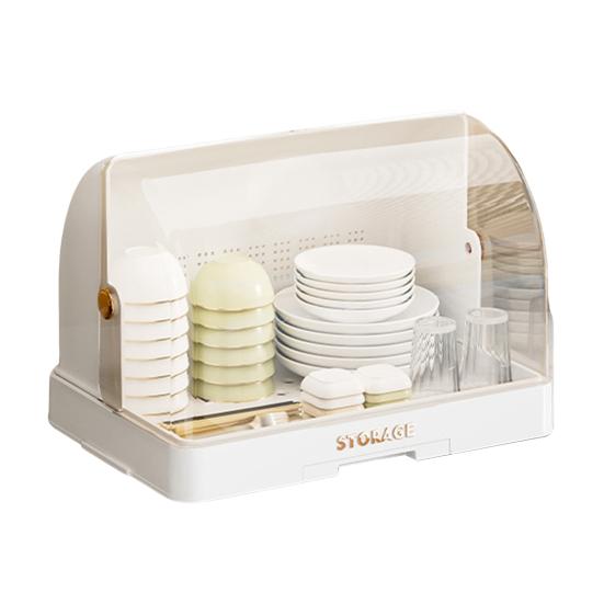 

Штабелируемый ящик для хранения посуды, многоярусный органайзер для столовой посуды с прозрачной крышкой, дверцами, крючками, контейнеры для хранения тарелок, чашек, с поддоном для слива A белый