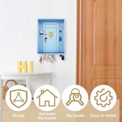 Dřevěný nástěnný věšák na klíče se 6 háčky, nástěnný držák na klíče, dekorativní stojan na klíče, robustní organizér na klíče a poštu do předsíně
