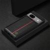 Case for Google Pixel 7,Pixel 7a,Pixel 7 Pro,Pixel 8,Pixel 8 Pro.Carbon Fiber PU Splicing Fine Grain PU Paired with Red Vertical Stripes Phone Case