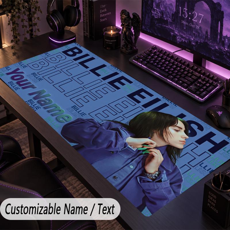Large Mouse PadBillie Eilish Custom Name Text Personalized Desk Mat Non Slip Gaming Pad