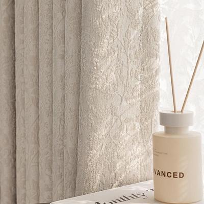 Elegant French Embossed Jacquard Blackout Curtains with Moon Branch Shadow for Living Room & Bedroom