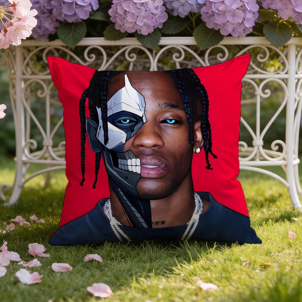 Rapper T-Travis Scott Cushion Cover Home & Car Dual-Scene Pillow Cover: Reversible for Premium Comfort