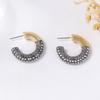 Exquisite High-end Temperament Bright Convex Half-ring Rhinestone Stud Earrings Versatile Winter Hot-selling Jewelry