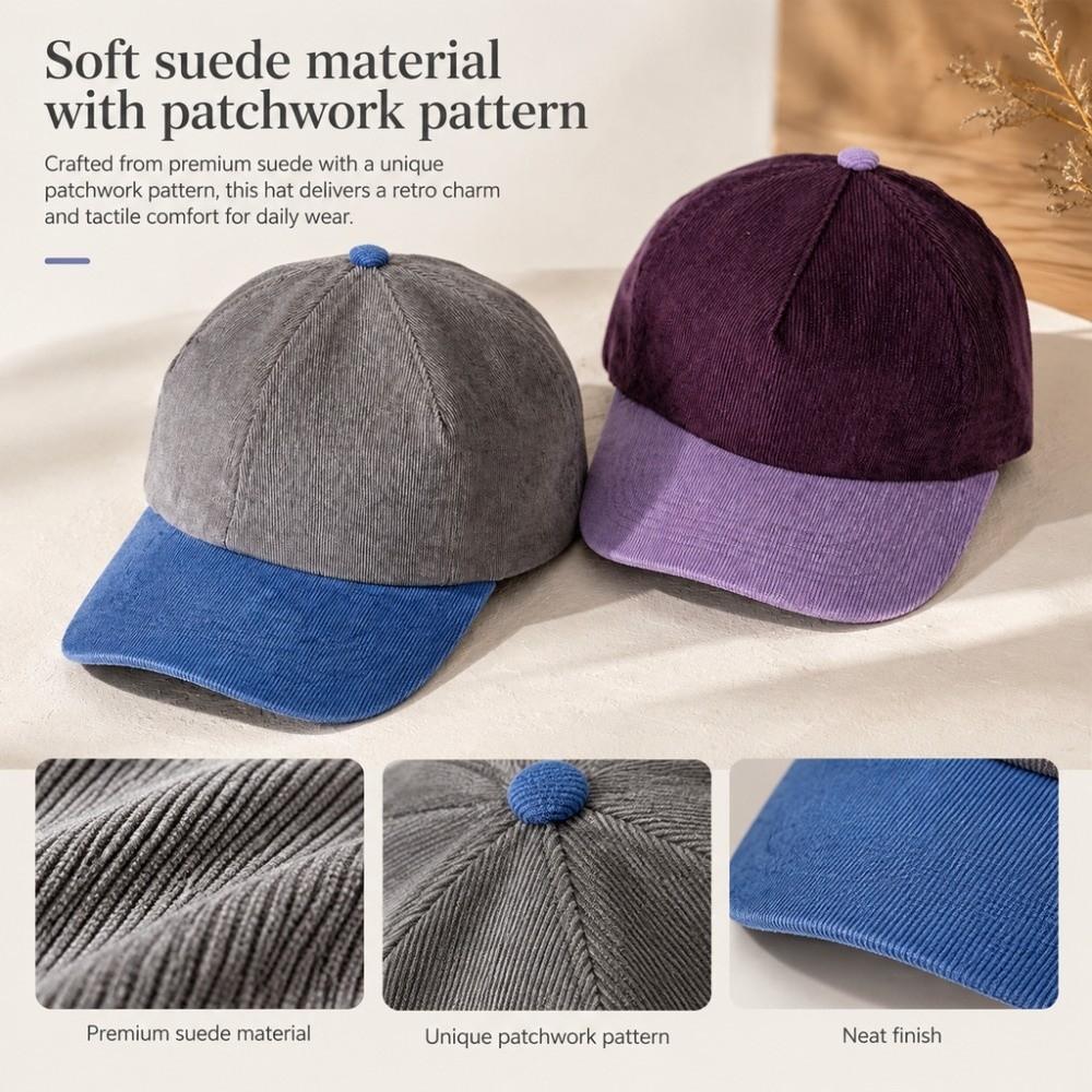 Color Matching Flat-brim Cap Keep Warm Autumn Winter Hat Retro Baseball Cap  Men Women